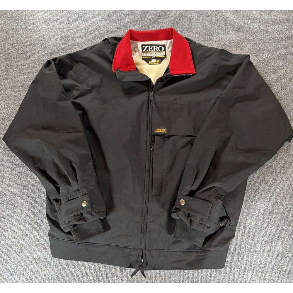Vintage Zero Restriction Jacket Mens Large Black Gore-Tex Golf Windbreaker USA